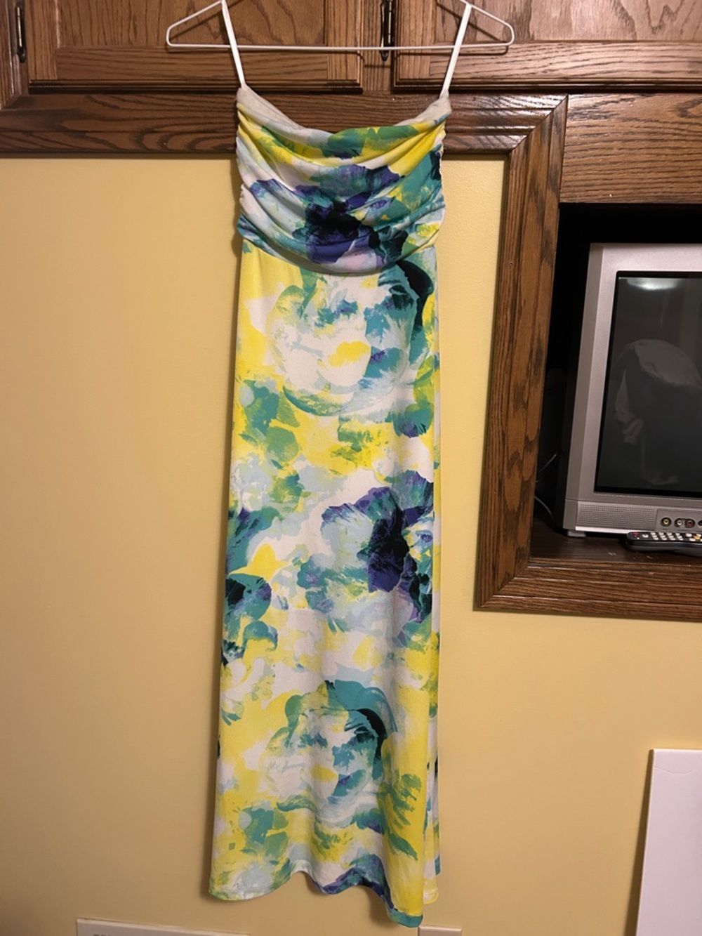 The Limited Yellow Floral Maxi Dress with Blue & Green Accents